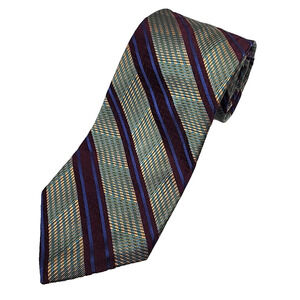 Joseph Abboud Multicolor Green Striped Silk Tie Necktie - Made in Italy